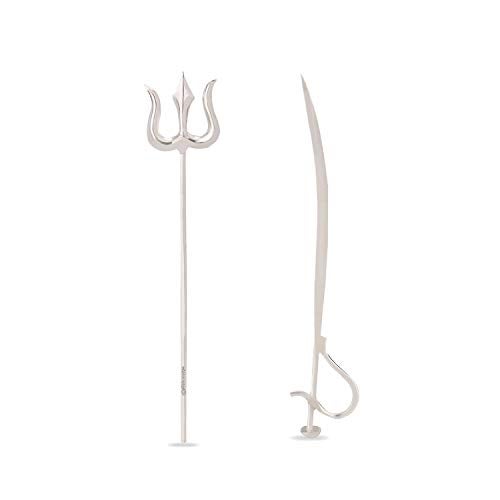 Osasbazaar Silver Trishul and Talwar Set for Puja, Pure BIS Hallmarked (Silver, Set of 2) - Image 1
