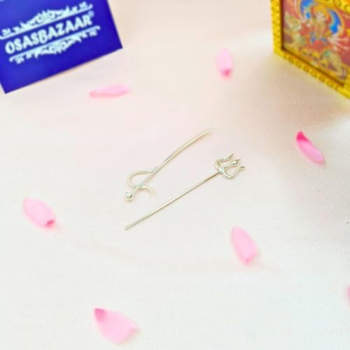 Osasbazaar Silver Trishul and Talwar Set for Puja, Pure BIS Hallmarked (Silver, Set of 2) - Image 2