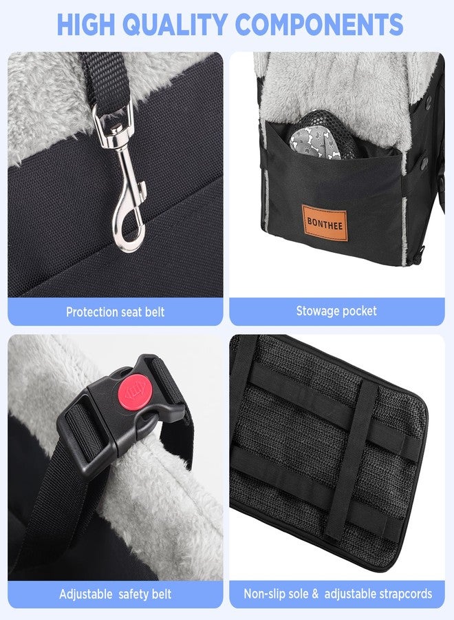 BONTHEE Center Console Dog Car Seat for Small Dogs,Washable Foldable Console Booster Seat for Puppy Car Seat with Safe Protection Hooks Adjustable Straps and Storage Pocket Pet Up to15lbs - Image 4
