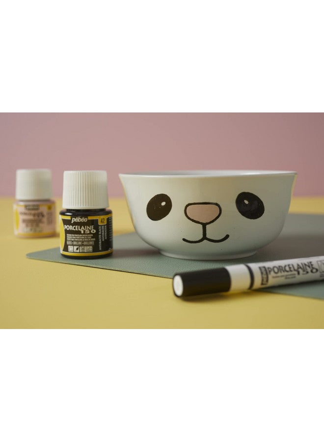 Pebeo PEBEO Porcelaine 150 Ceramic Paint - Water-Based High-Gloss Color Paints for Porcelain, Premium Art Supplies, Non-Toxic & Heat-Safe, Anthracite Black, 1.5 Fl Oz (Pack of 1) (024-042)  - Image 5