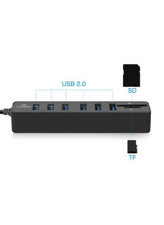 NIBEMINENT 6-Port 2.0 USB Hub With Power Splitter Adapter Black  - Image 2