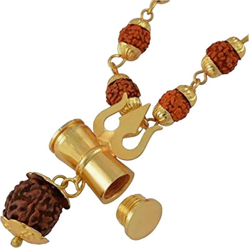 Shree Ju قلادة مالا بسلسلة ذهبية مع خرز رودراکشا للرجال والنساء - Image 4