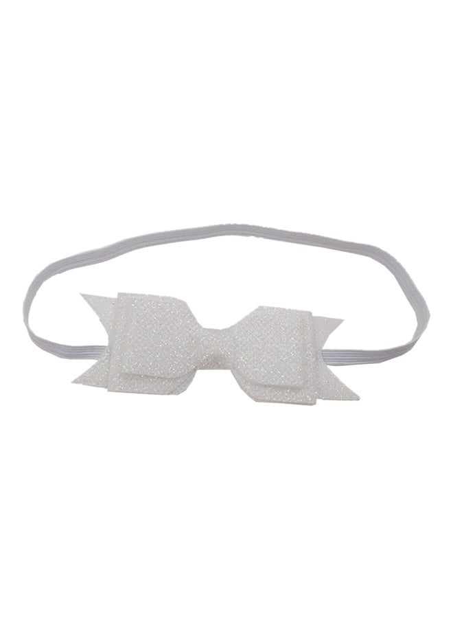 ربطة رأس على شكل عقدة للتربون مزينة بالترتر اللامع أبيض