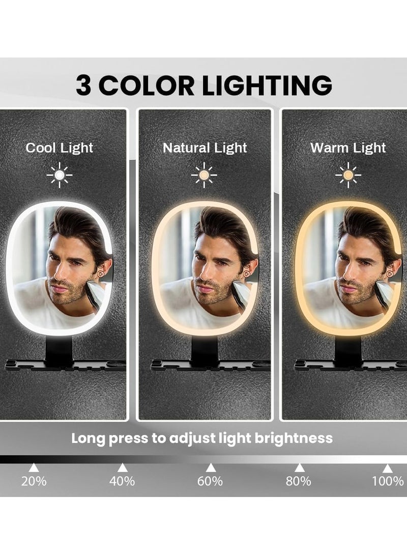 Fogless Shower Mirror with Light for Shaving & Makeup, AZONEE Dimmable 3 Colors Anti-Fog Bathroom Mirror with Razor Holder - Image 3