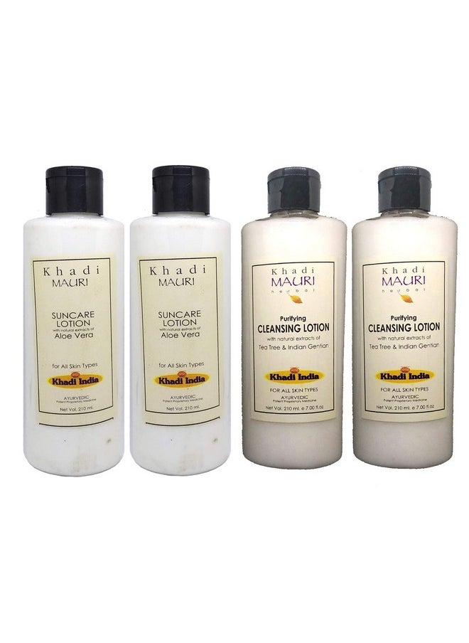 Khadi Mauri Herbal Khadi Mauri Sun Care & Cleansing Body Lotion - Pack Of 4 (840 Ml) 