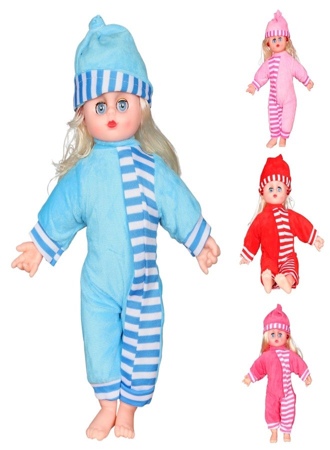 BUKILY Soft Baby Doll, 12 Inch Plush Toy with Striped Outfit and Matching Cap, Educational Play Doll for Kids (Pink) - Image 2