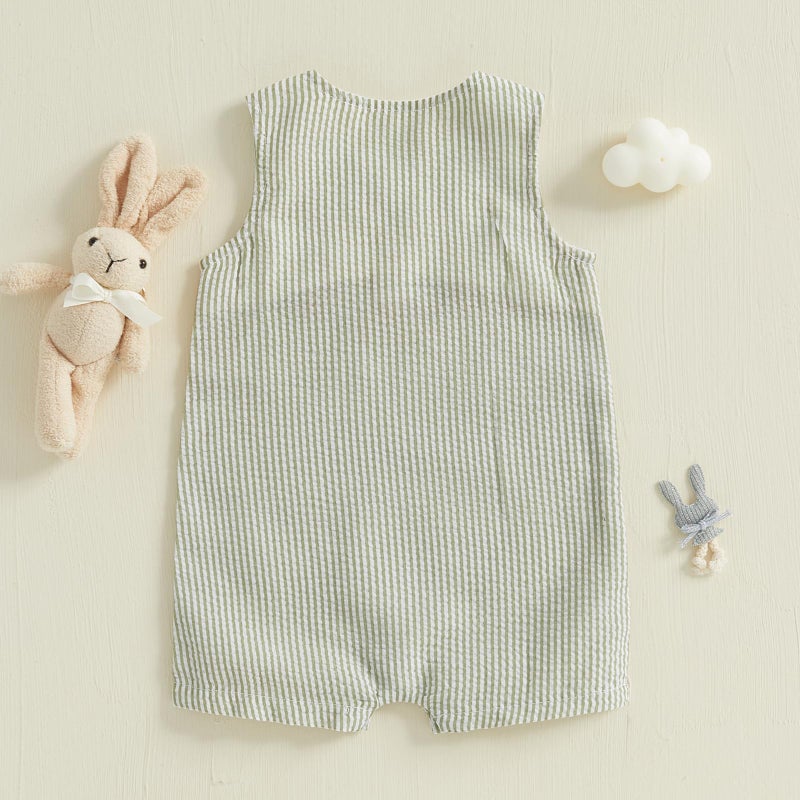 Ayalinggo Toddler Boy Easter Outfit Bunny Carrot Embroidery Jumpsuit Sleeveless Overall Spring Palysuit Easter Clothes 0-3 Y (Light Green, 0-6 Months) - Image 5