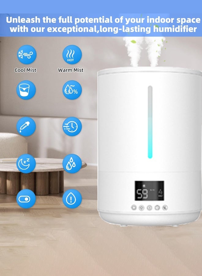 جوشبيرغ مرطب هواء، مرطبات ضباب 4 لتر لغرفة الأطفال والنباتات الداخلية، تحكم في الرطوبة قابل للتعديل، وضع تلقائي، وضع نوم هادئ، موزع للزيوت العطرية، هادئ مع ضباب قابل للتعديل، أبيض - Image 2