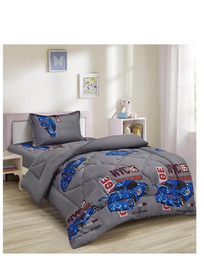 مينج لي لحاف سرير أطفال مقاس مفرد 3 قطع، يتضمن لحاف و ملاءة سرير وغطاء وسادة نوم و غطاء، لحاف خفيف الوزن ويستخدم على الاتجاهين، مناسب لجميع الفصول - Image 1