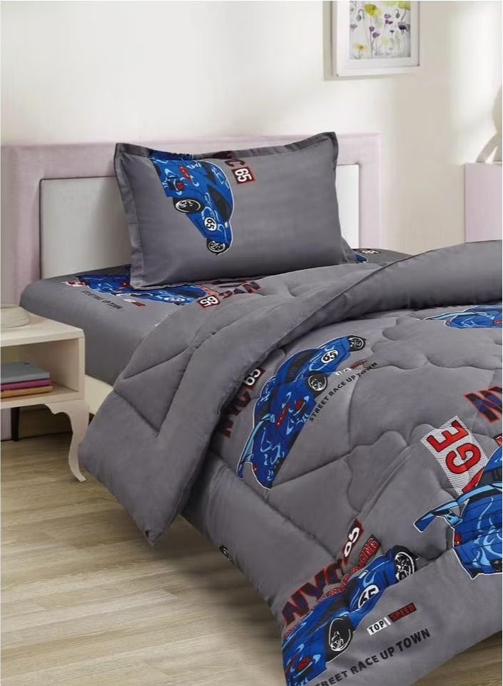 مينج لي لحاف سرير أطفال مقاس مفرد 3 قطع، يتضمن لحاف و ملاءة سرير وغطاء وسادة نوم و غطاء، لحاف خفيف الوزن ويستخدم على الاتجاهين، مناسب لجميع الفصول - Image 2