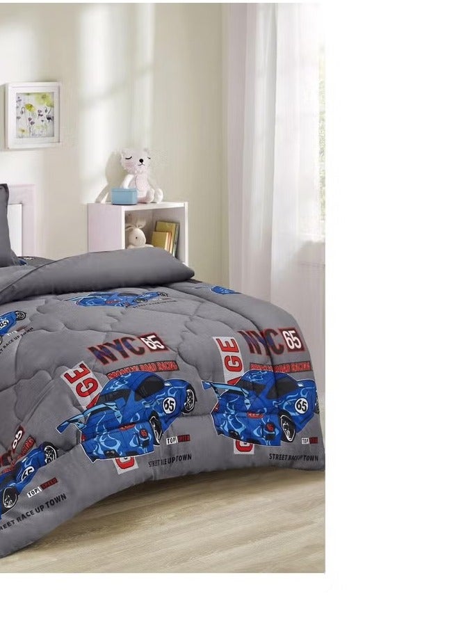 مينج لي لحاف سرير أطفال مقاس مفرد 3 قطع، يتضمن لحاف و ملاءة سرير وغطاء وسادة نوم و غطاء، لحاف خفيف الوزن ويستخدم على الاتجاهين، مناسب لجميع الفصول - Image 3