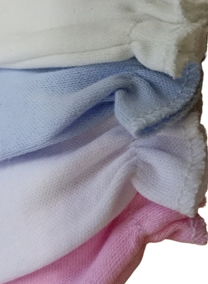 A set of 4 pairs of scratch-resistant gloves for kids, made of soft cotton, in blue, white, pink, and cream, suitable for boys and girls.  - Image 2