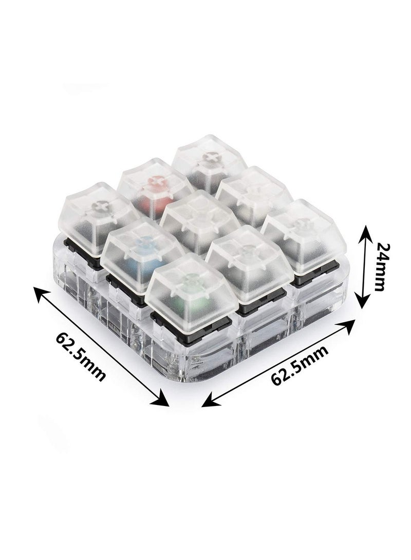 Mechanical Keyboard Switch Tester Tool 9 Keycap Puller with Clear Keycaps and O Rings Compact Design for Easy Use