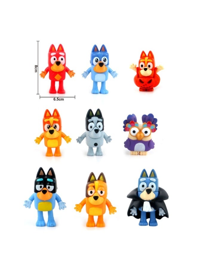 BLUEYES COLLECTION 9- Pieces Bluey Character Figure Set - Image 2