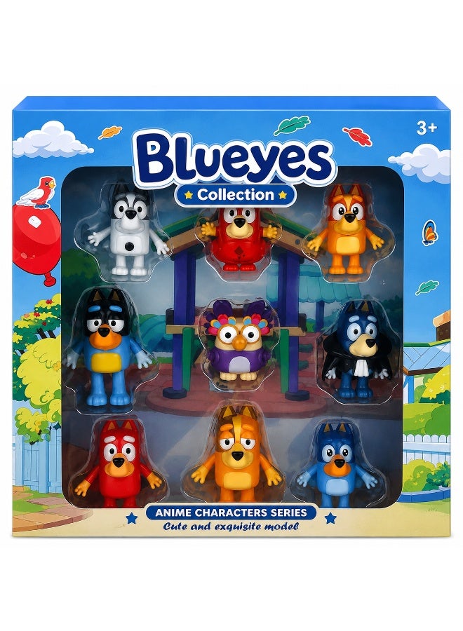 BLUEYES COLLECTION 9- Pieces Bluey Character Figure Set - Image 1
