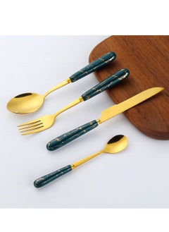 Sunhome 24-piece Stainless Steel Cutlery Fork,Knife And Spoon Set With Stand Green 13x14.5cm  - Image 3