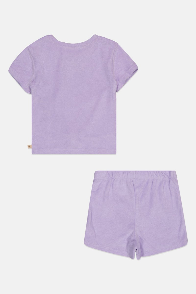 Bearpaw Toddlers Girl 2Pcs Textured Top And Shorts Set, Lilac - Image 3