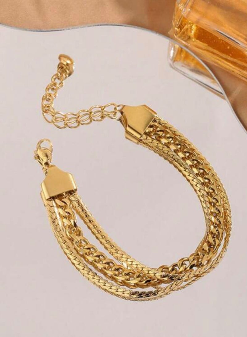 إيكوال اسوارة نسائية أنيقة وعالية الجودة مصنوعة من الاستانلس ستيل مطلية باللون الذهبي - Image 3