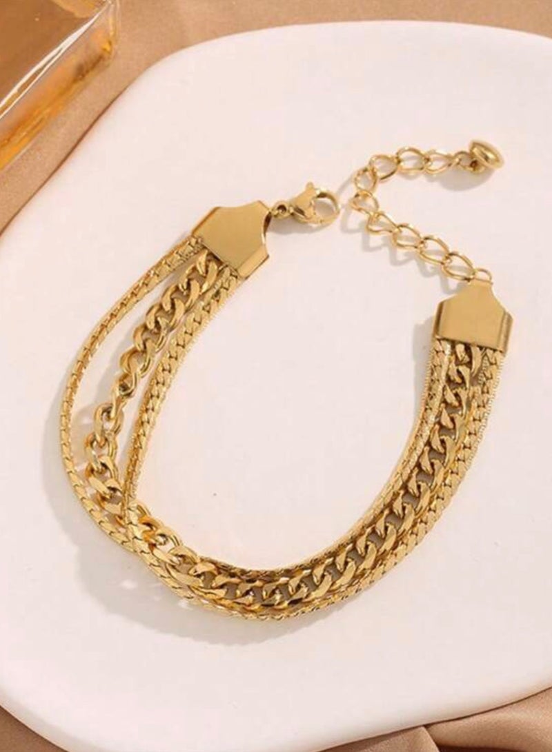 إيكوال اسوارة نسائية أنيقة وعالية الجودة مصنوعة من الاستانلس ستيل مطلية باللون الذهبي - Image 2