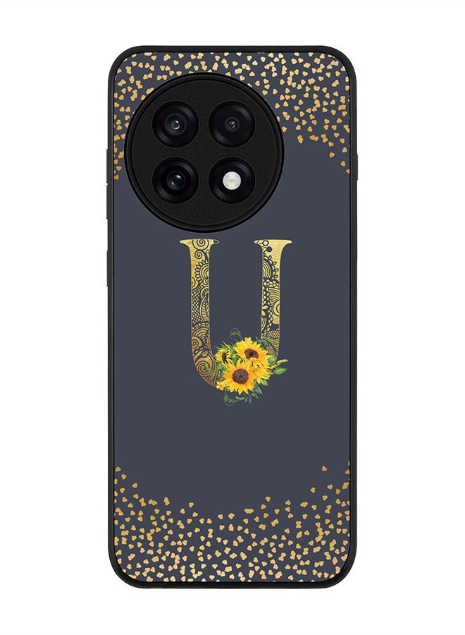 Stylizedd For OnePlus 13R / Ace 5 Pro Case,Slim fit Camera Protection, Shockproof Thin Phone cover  - Custom Floral Monogram - U  (Grey )
