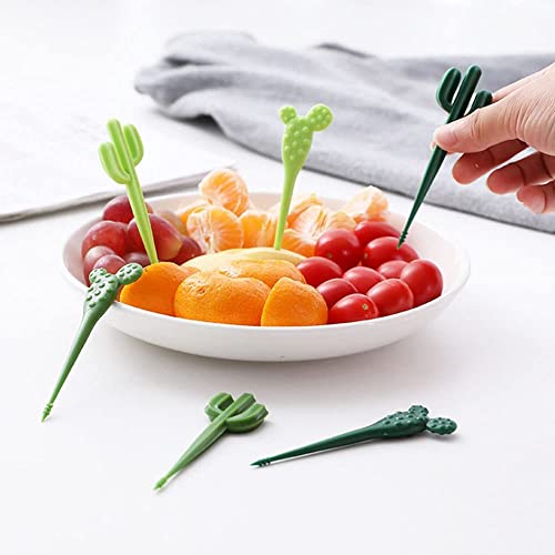 Street27® 10Pcs Cute Animal Bento Forks - Dessert & Cake Forks (6pcs Cactus) - Image 1