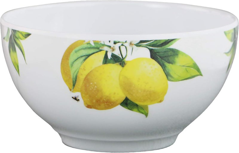 Reston Lloyd Fresh Lemons 6pc Melamine CerealSoup Bowl Set white lemon green 2 cups - Image 2
