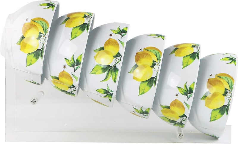 Reston Lloyd Fresh Lemons 6pc Melamine CerealSoup Bowl Set white lemon green 2 cups - Image 3