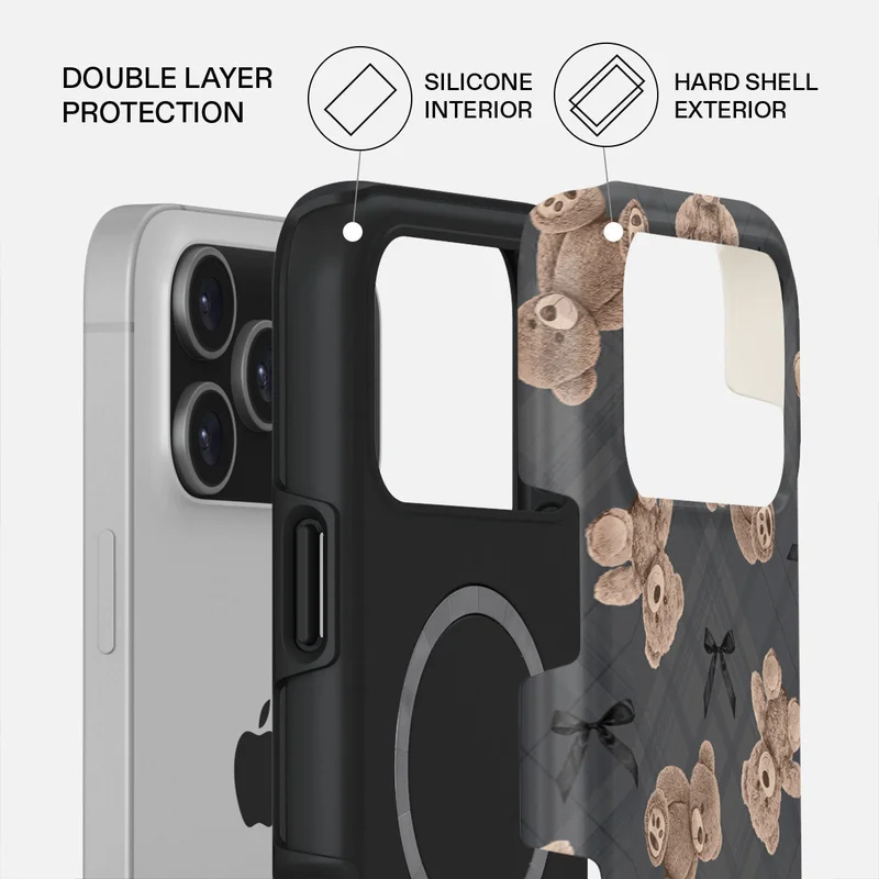 BURGA iPhone 17 Pro Max BFF Teddy Premium Case Compatible with Hybrid Dual-Layer Hard Shell + Silicone Protection - Scratch-Resistant Shockproof Mobile Cover