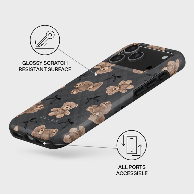 BURGA iPhone 17 Pro Max BFF Teddy Premium Case Compatible with Hybrid Dual-Layer Hard Shell + Silicone Protection - Scratch-Resistant Shockproof Mobile Cover - Image 3