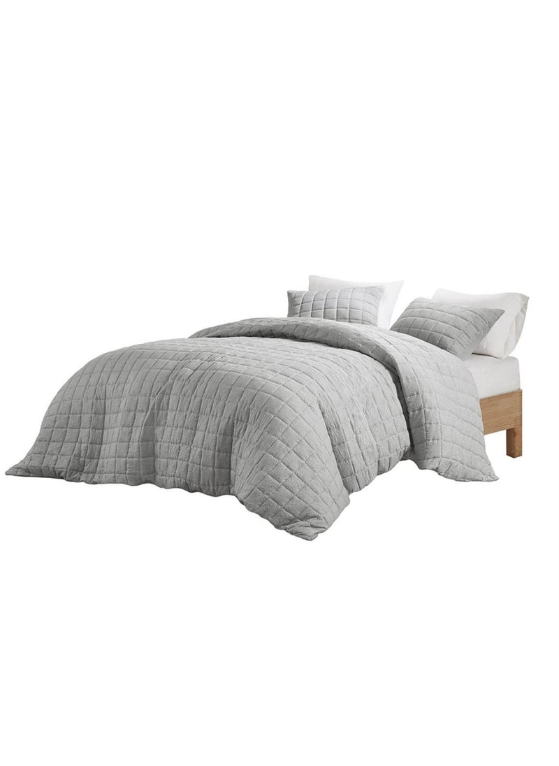 N Natori N Natori Cocoon Oversized Comforter Set Classic Box Quilting Modern Down Alternative Filling All Season Cozy Overfilled And Soft Bedding with Matching ShamsKingCal King110 in x 96 inGrey 3 Piece 