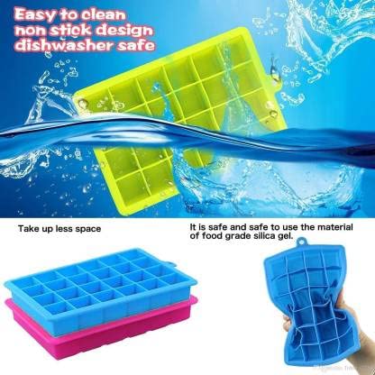 MoldBerry Silicon Ice Cube Square Shape Tray Flexible Perfect 24 Cavity Ice Cube Trays for Freezer Ice Cube MoldMoulds for Beer Whiskey Cocktail Bar Chocolate Ice Maker Pack of 1 Multi Color - Image 4