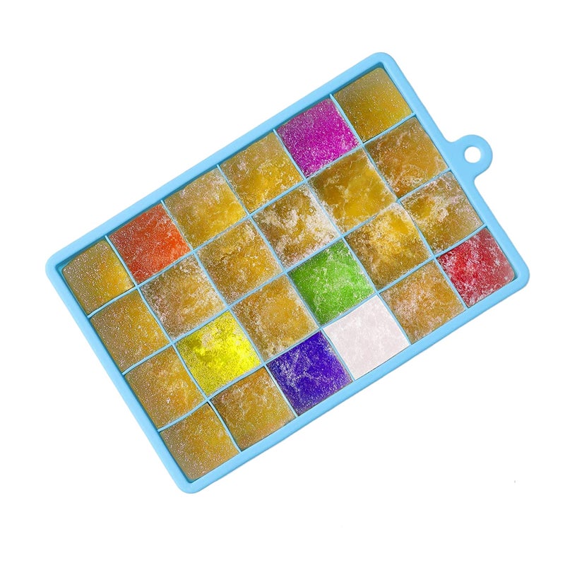 MoldBerry Silicon Ice Cube Square Shape Tray Flexible Perfect 24 Cavity Ice Cube Trays for Freezer Ice Cube MoldMoulds for Beer Whiskey Cocktail Bar Chocolate Ice Maker Pack of 1 Multi Color - Image 1