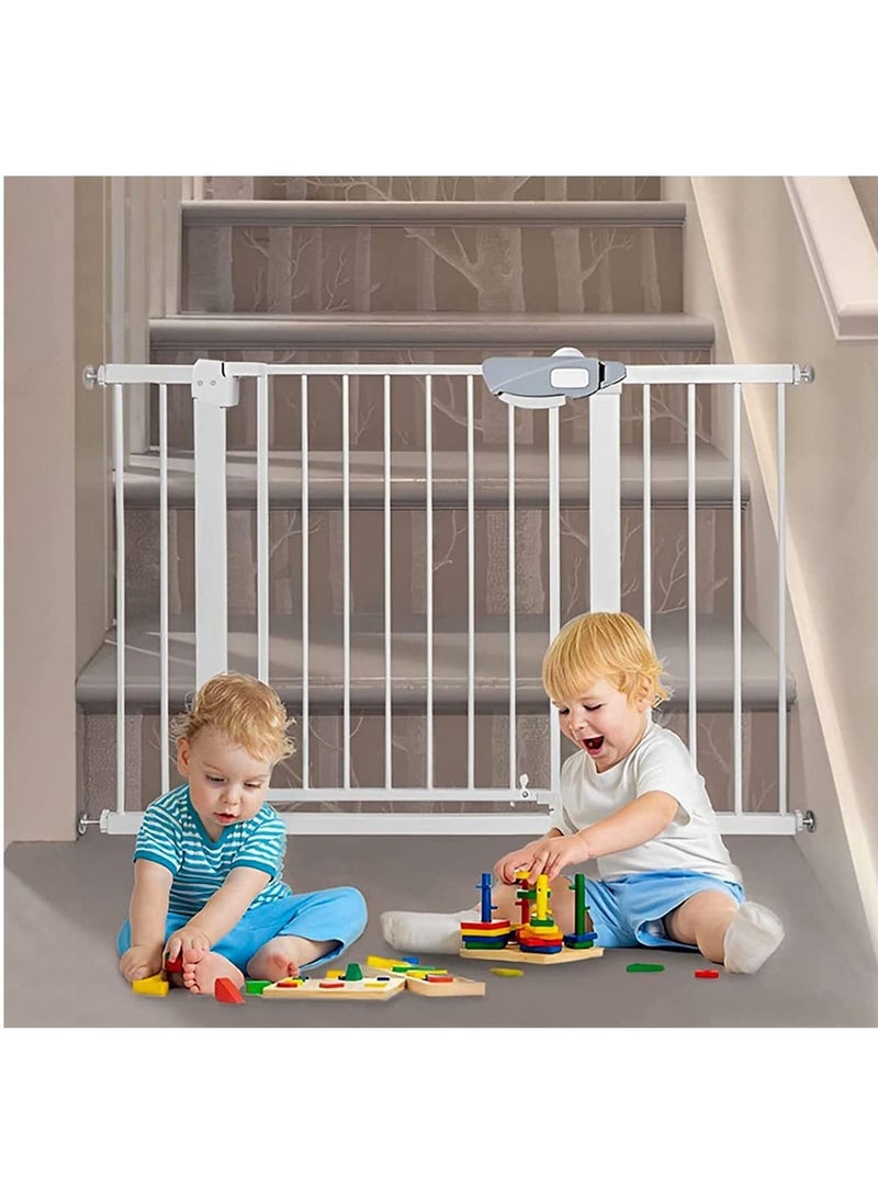 SKY-TOUCH Auto-Close Safety Baby Gate, Extra Wide Child Gate with 30 cm Extension Kit, Maximum Suitable for 114 cm, Baby Gates for Stairs and Doorways, Easy Install  - Image 1