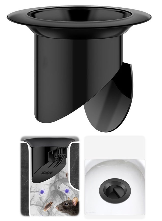 Black Anti-Odor Floor Drain Cover, Anti-Clogging Backflow Preventer, Deodorant Drain Stopper for Bathroom Sink Replacement - Image 1
