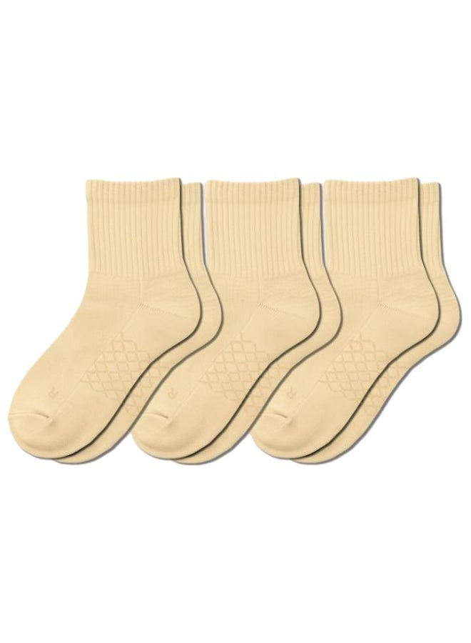 Elementa Mid-Length Comfort Socks 3 Pairs with Arch Support and Peppermint Oil Technology – Soft Breathable Everyday Socks - Creamy Beige - Image 1