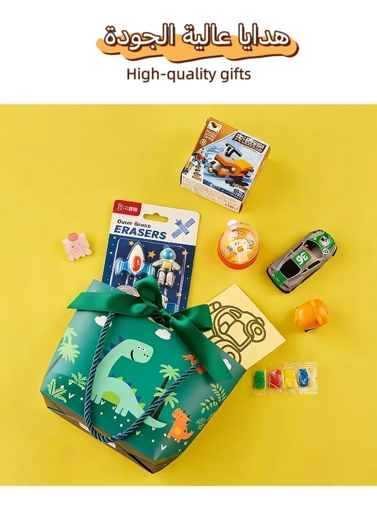 6 قطع من أكياس هدايا حفلات الأعياد للأطفال، أكياس هدايا أعياد الميلاد بطابع الديناصورات، أكياس حلوى ووجبات خفيفة، مقاس 19*20*9 سم - Image 2