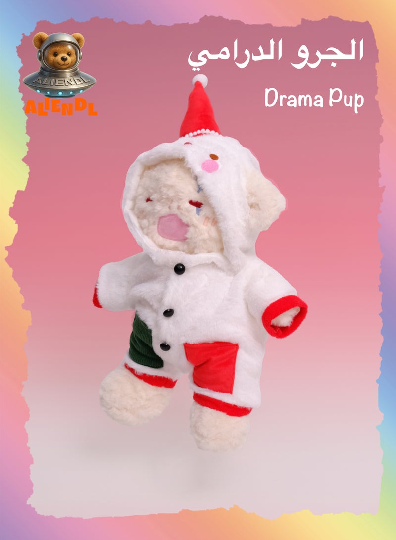 ALIENDL Drama Pup – Plush Dog Stuffed Animal Toy for Baby Kids, Soft Cute Dog Dress Doll Gift Set with Removable Clothes & Pouch, Lovely Gift for Kids, Girls, Friends & Couples - Image 1