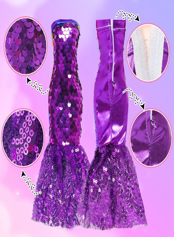 BLIJOLA Doll Clothes 5 Sets Sequins Dresses for 11.5 inch Girl Doll Including 2 Mermaid Clothes Swimwear 1 Evening Dress 2 Casual Dresses Party Outfits Fashion Show(Sequin C) - Image 3