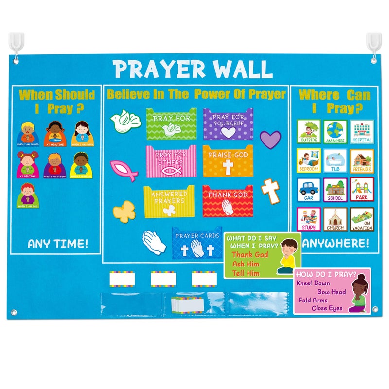 WATINC 37Pcs Prayer Wall Felt Story Board Set with Story Card Prayer Bulletin Board Accessories Religious Flannel Felt Stories for Preschool Kids Classroom Sunday School Home - Image 2