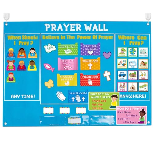 WATINC 37Pcs Prayer Wall Felt Story Board Set with Story Card Prayer Bulletin Board Accessories Religious Flannel Felt Stories for Preschool Kids Classroom Sunday School Home - Image 1