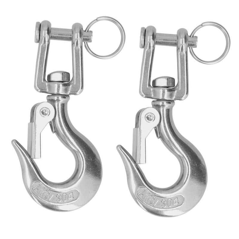 2Pcs Lifting Clevis Chain Hook 304 Stainless Steel Rigging Accessory with Safety Latch(3/16（150kg） ) - Image 5