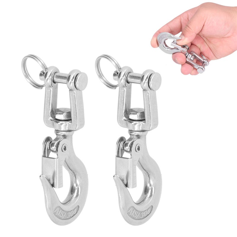 2Pcs Lifting Clevis Chain Hook 304 Stainless Steel Rigging Accessory with Safety Latch(3/16（150kg） ) - Image 3