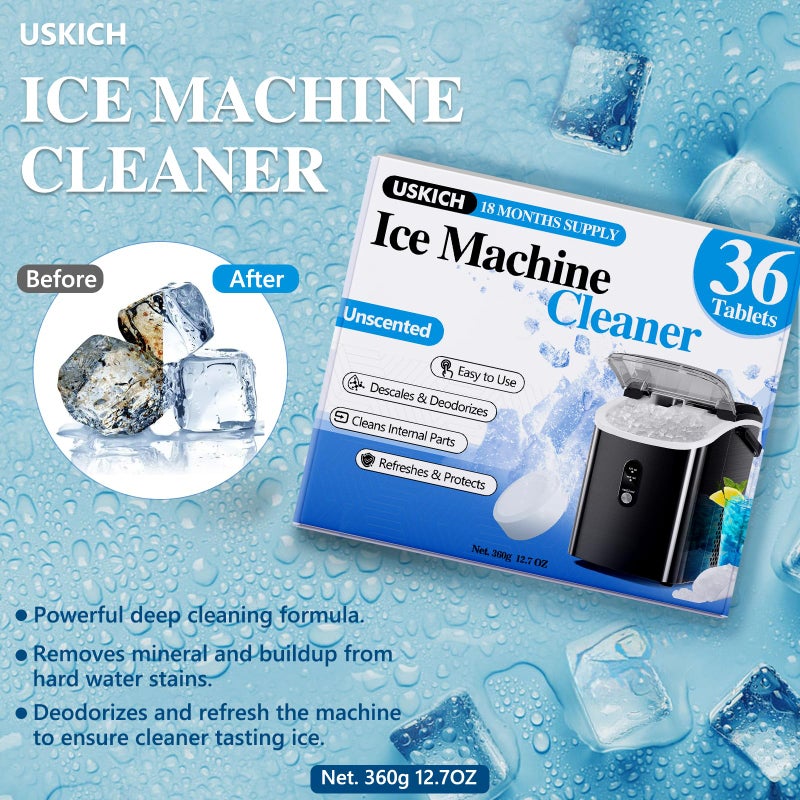 USKICH Ice Machine Cleaner Descaler Tablets-36Pack Ice Maker Cleaner Compatible with Frigidaire, Opal, GE Profile, Kitchenaid, Nickel Safe Scale Remover for Countertop, Nugget Ice Makers - Image 5