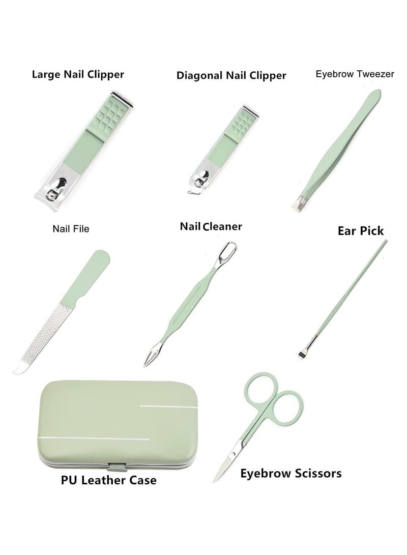 NQOOH Nail Clippers, Hand and Foot Care Tools, Stainless Steel, Green Bag - 7 Pieces - Image 2