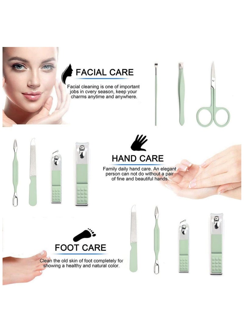 NQOOH Nail Clippers, Hand and Foot Care Tools, Stainless Steel, Green Bag - 7 Pieces - Image 3