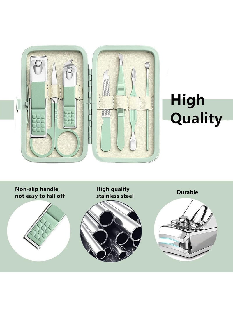 NQOOH Nail Clippers, Hand and Foot Care Tools, Stainless Steel, Green Bag - 7 Pieces - Image 4