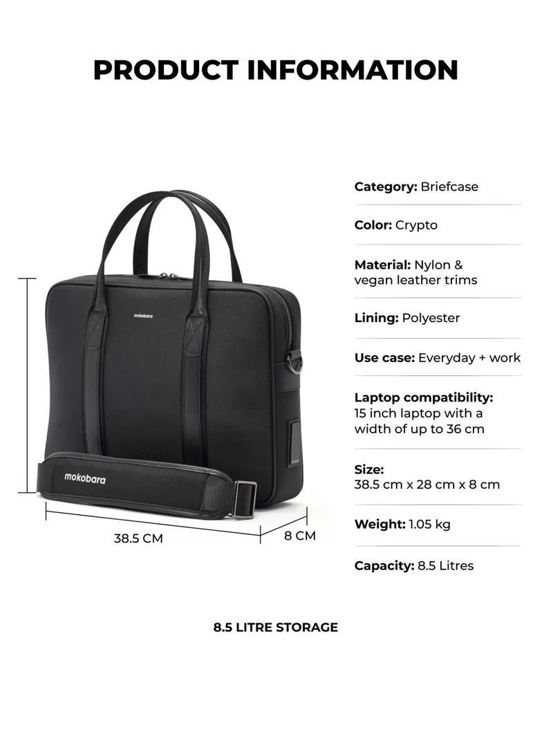 موكوبارا للتجارة ذ.م.م The Decaf Briefcase - Nylon Material | Crypto, Black