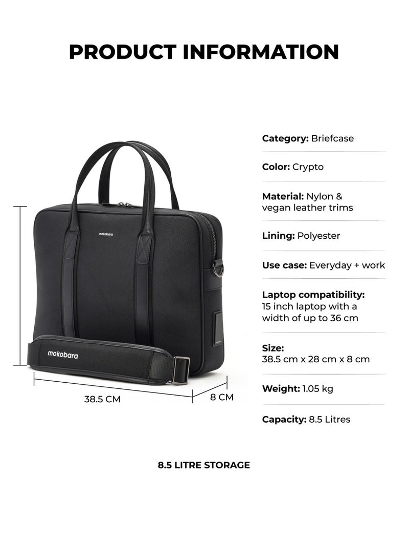 Mokobara The Decaf Briefcase - Nylon Material | Crypto, Black - Image 3