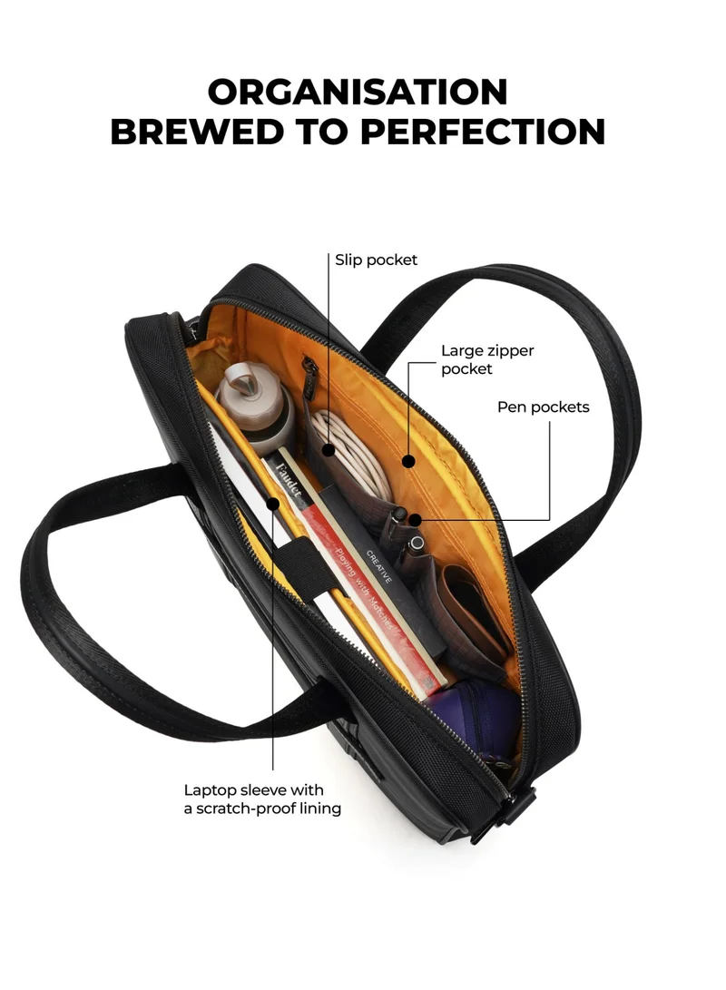 Mokobara The Decaf Briefcase - Nylon Material | Crypto, Black