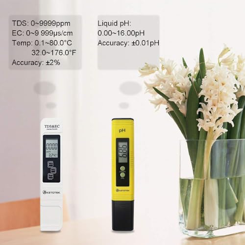 KETOTEK Digital pH TDS & EC Temp Meter for Water, pH Pen and PPM Tester TDS-EC-Temperature Meter, PH Tester with 0-14.00pH and 0.01 Accuracy, TDS EC PH Meters for Aquarium, Hydroponic, RO System - Image 2
